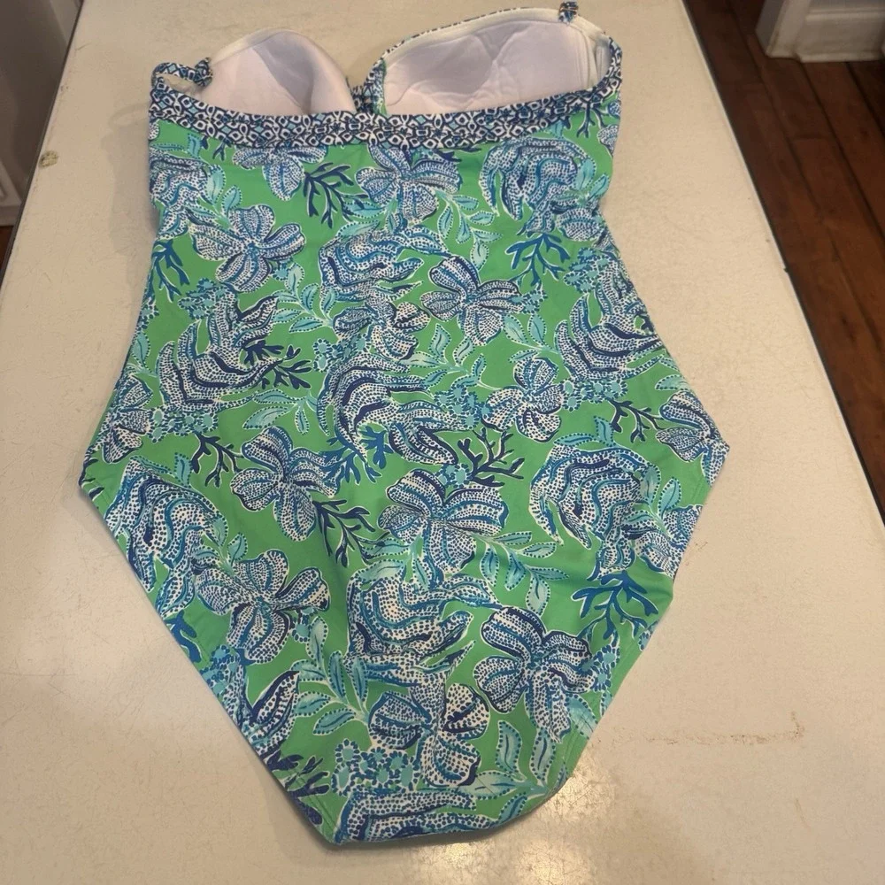 Lilly Pulitzer Green & Blue Floral One-Piece Swimsuit